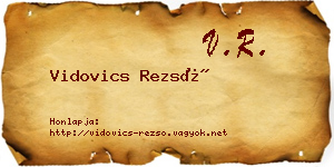 Vidovics Rezső névjegykártya